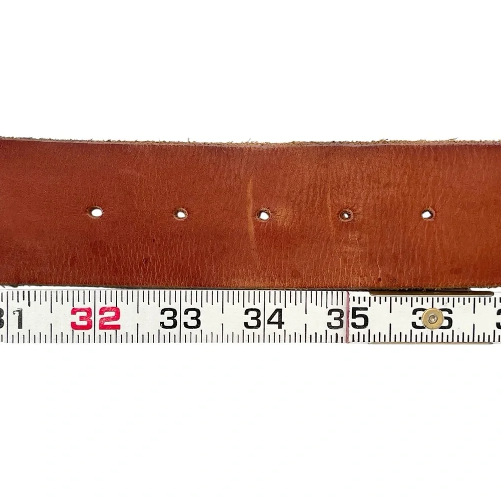 Cognac Brown Wide Waist Oversized Studded Leather Belt Festival 90s Size S